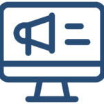 Megaphone on laptop screen conceptual icon