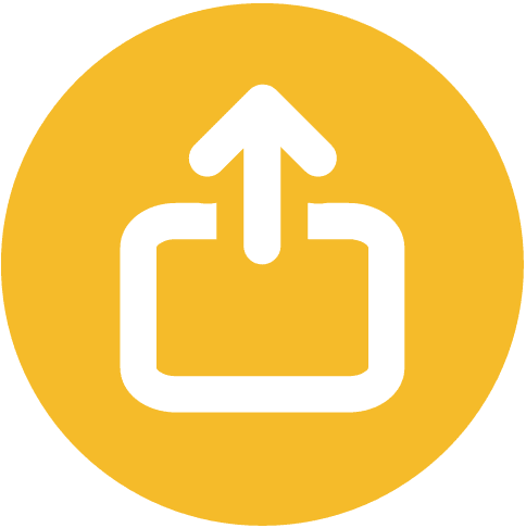 White arrow on yellow background circle icon