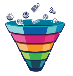sales funnel multicolor graphic