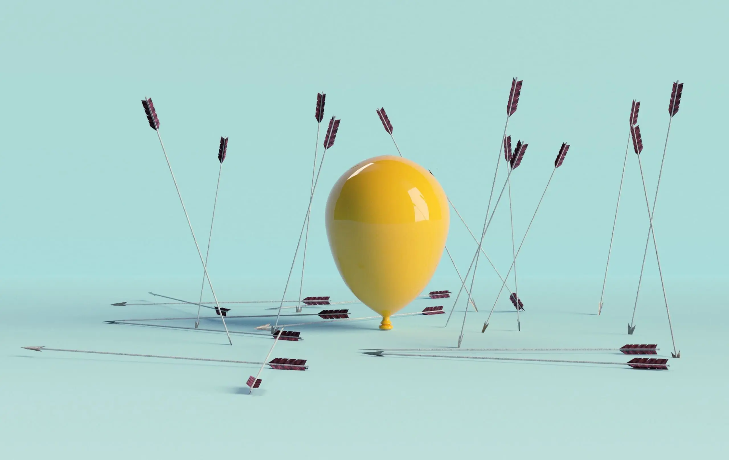 Balloon and missed bow spears arround . Target audience and marketing concept.