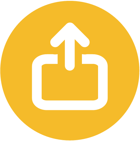 White arrow on yellow background circle icon