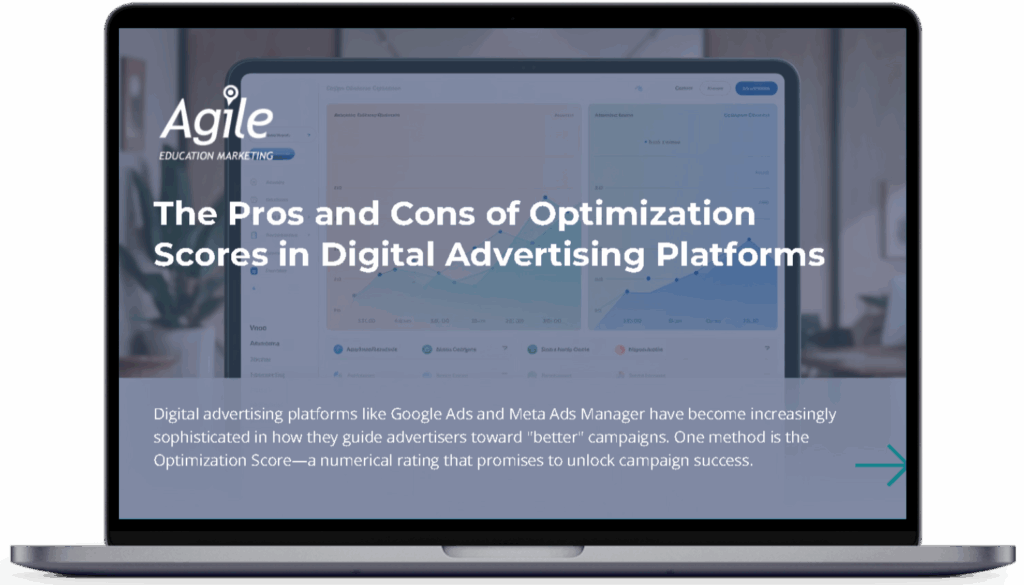 The-Pros-and-Cons-of-Optimization-Scores-in-Digital-Advertising-Platforms ebook cover on laptop img