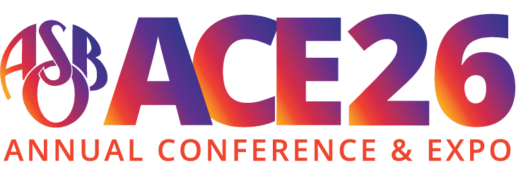 ASB ACE26 annual conference & expo logo in a purple-to-orange gradient with bold letters and the slogan 'ANNUAL CONFERENCE & EXPO'