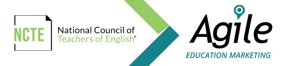 Banner showing NCTE logo and Agile Education Marketing logo, with teal and lime chevrons between them.