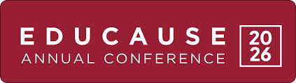 EDUCAUSE 2026 Annual Conference logo on maroon background with a white outlined badge showing 2026.