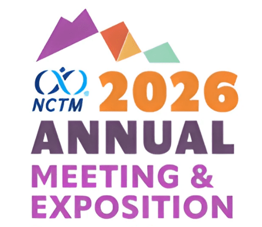 NCTM 2026 Annual Meeting & Exposition logo featuring colorful geometric shapes and the event text