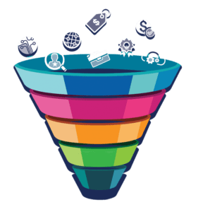 sales funnel multicolor graphic