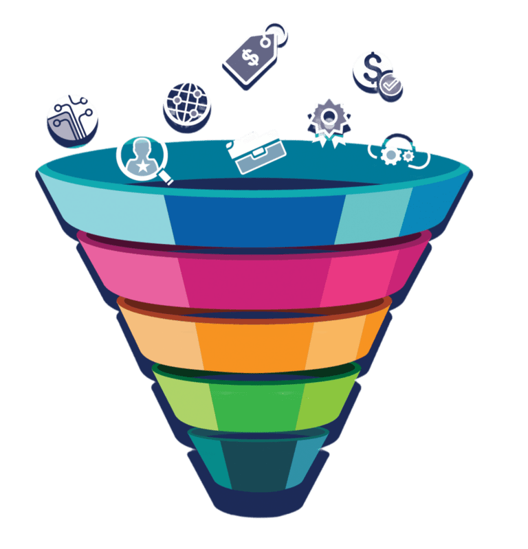 sales funnel multicolor graphic